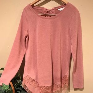 Lauren Conrad soft sweater with lace trim